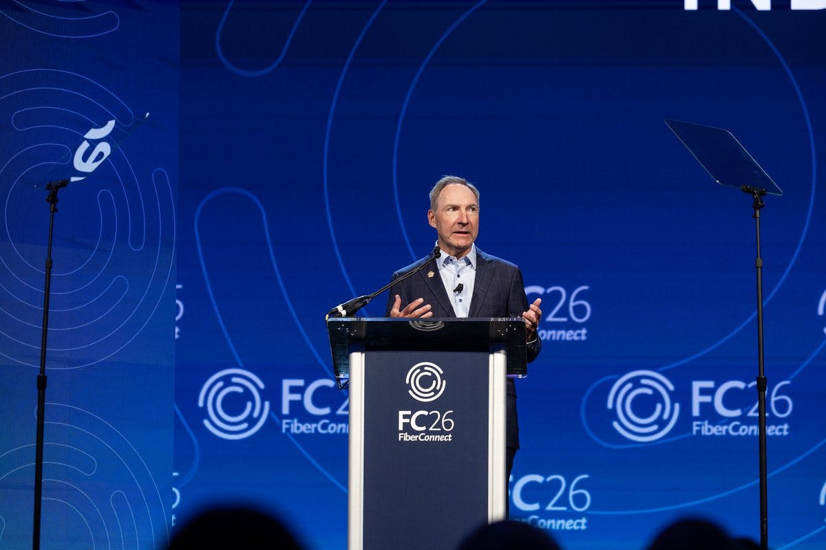 Gary Bolton, CEO of the Fiber Broadband Association, addresses how AI is influencing broadband use at the recent Fiber Connect 2026 event in Orlando, Florida.